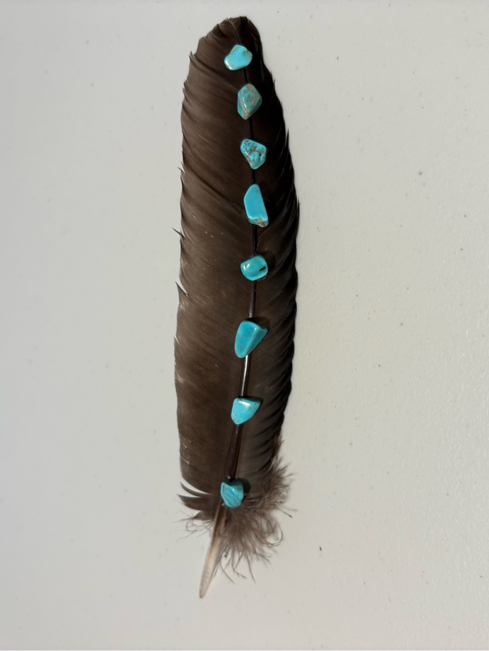 Handcrafted Turquoise Accent Feather accent western or bohemian Table Decor